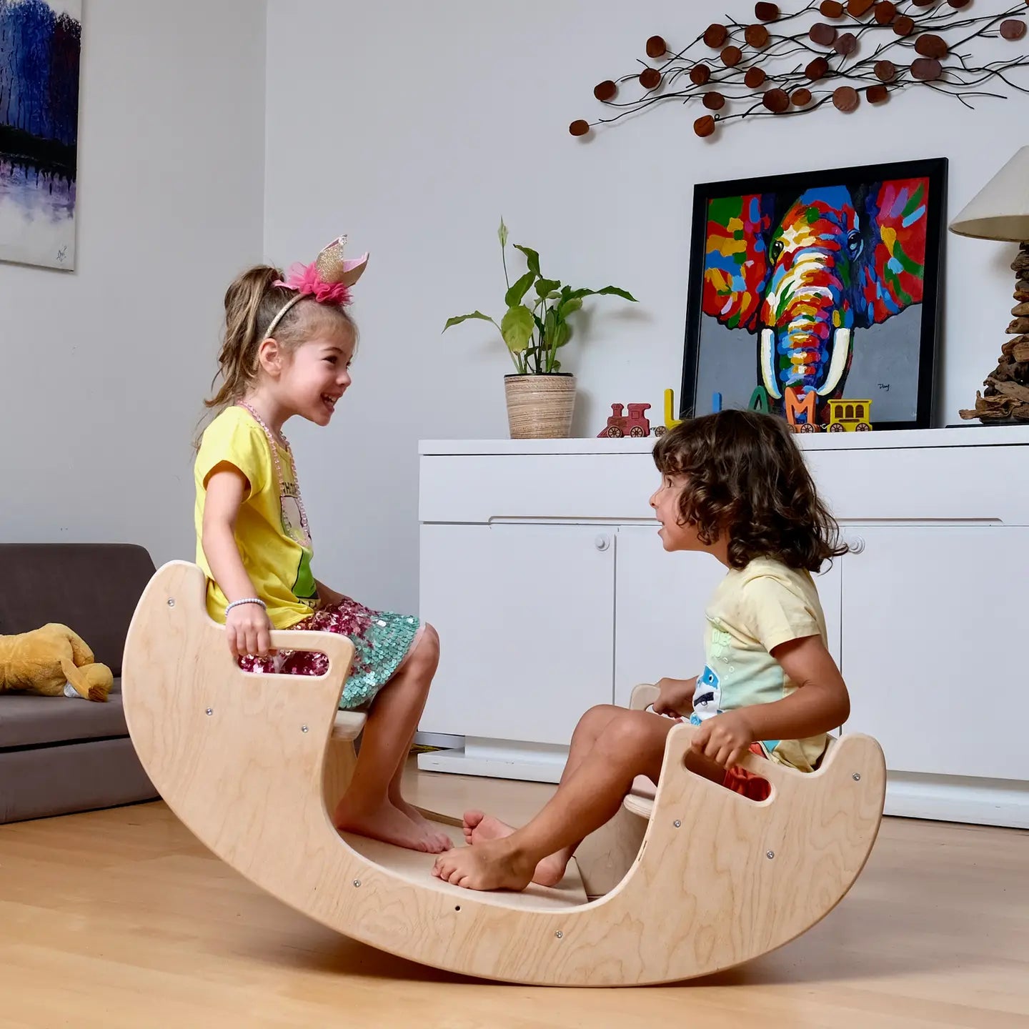 2-in-1 Wooden Seesaw & Table Chair Set