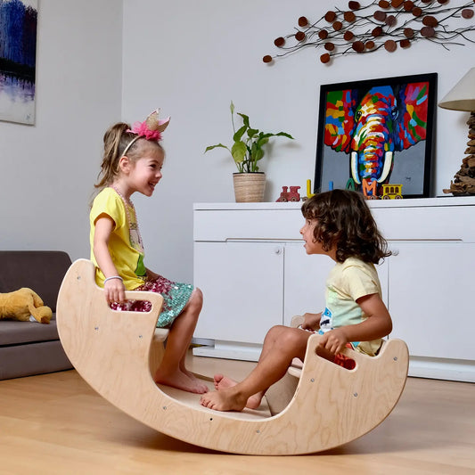 2-in-1 Wooden Seesaw & Table Chair Set