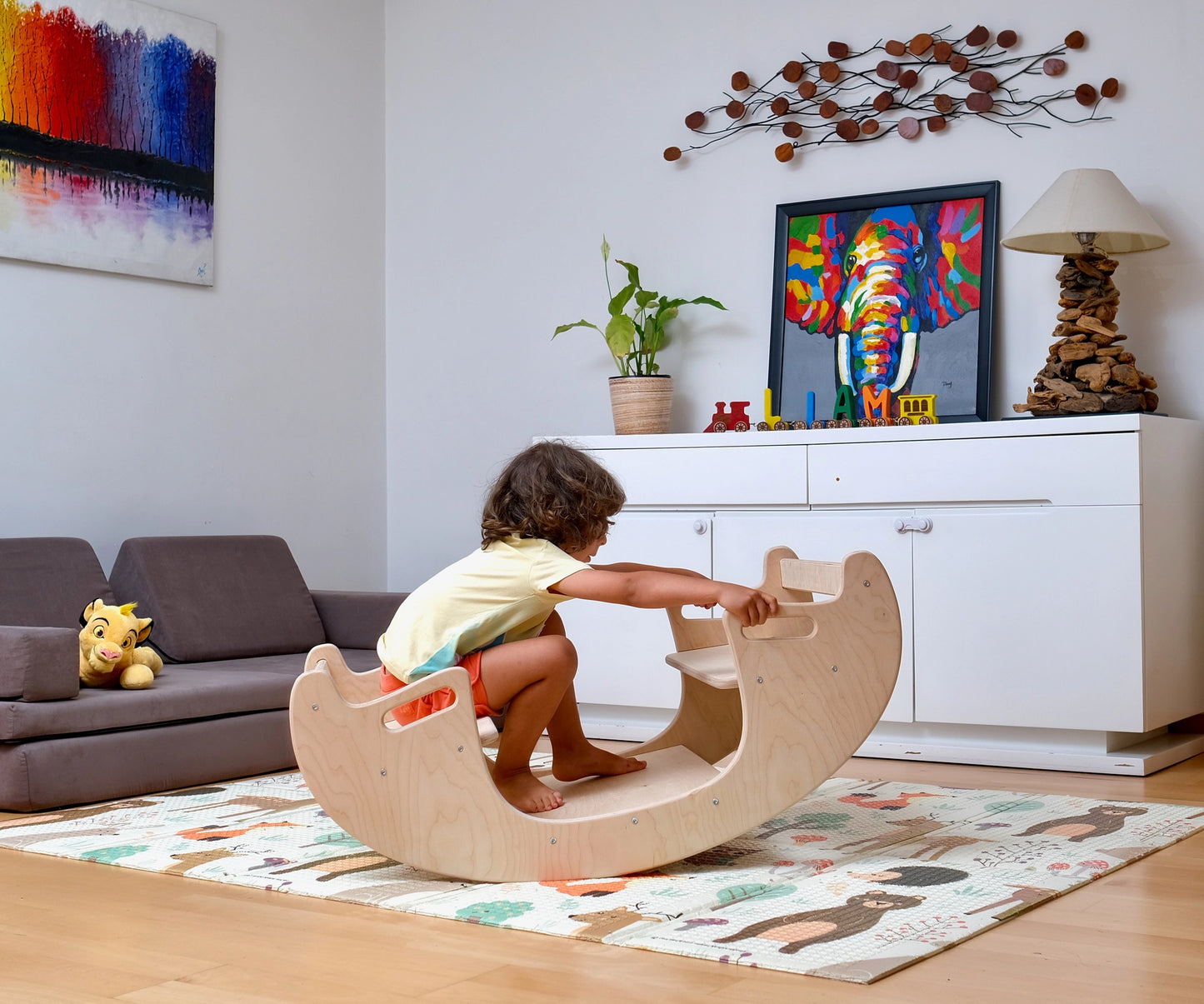 2-in-1 Wooden Seesaw & Table Chair Set