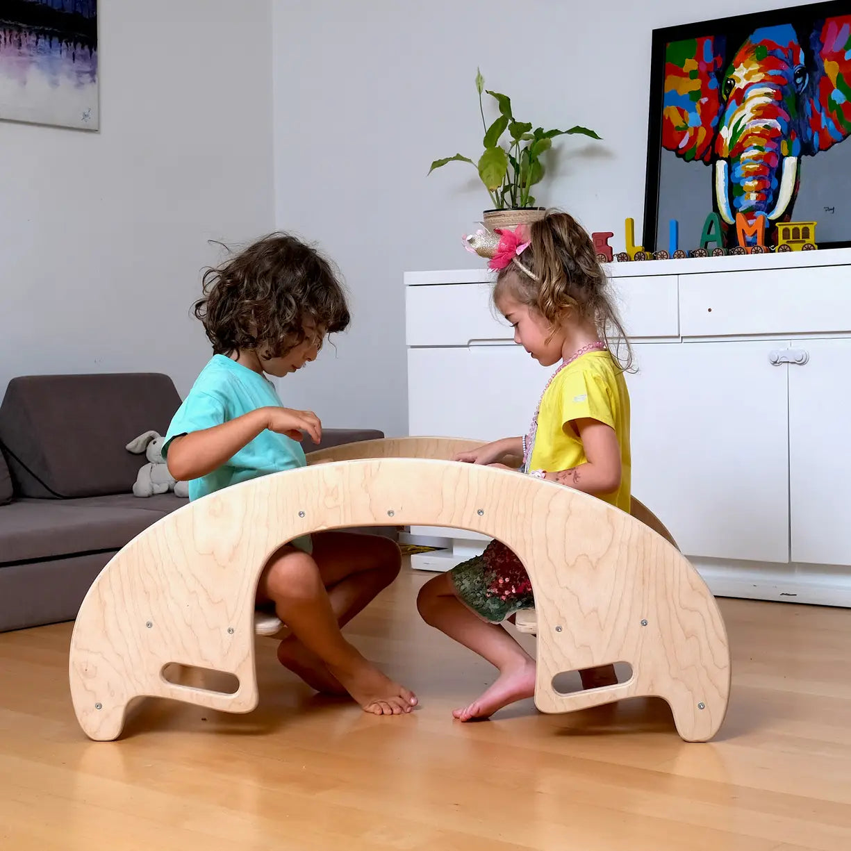 2-in-1 Wooden Seesaw & Table Chair Set